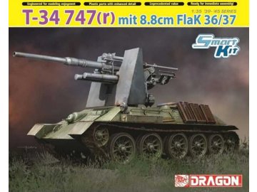 Dragon - T-34 747(r) with 8.8cm FlaK 36/37, Model Kit military 6986, 1/35