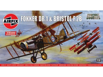 Airfix - Fokker DR1 Triplane & Bristol Fighter Dogfight Double, Classic Kit VINTAGE letadlo A02141V, 1/72