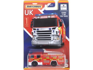Matchbox - Scania P360 hasičské auto, Velká Británie, č.1