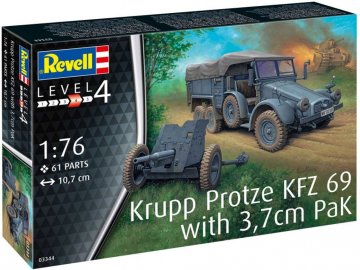 Revell - Krupp Protze KFZ 69 s 3,7cm Pak, Plastic ModelKit military 03344, 1/76