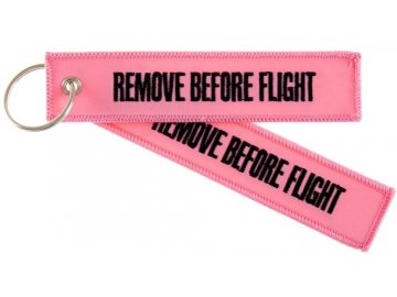 megakey rbf pink keyholder with remove before flight on both sides on pink background x05 126355 0