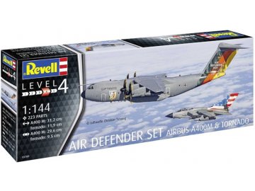 Revell - Air Defende Airbus A400 a Tornado, Plastic ModelKit letadla 03789, 1/144