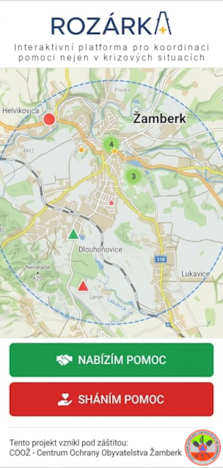 Mapa Rozárka je interaktivní platforma pro koordinaci pomoci nejen v krizových situacích.