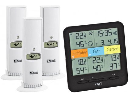 TFA Dostmann Weatherhub SmartHome System Klima@Home bezdrátový teploměr a vlhkoměr černá