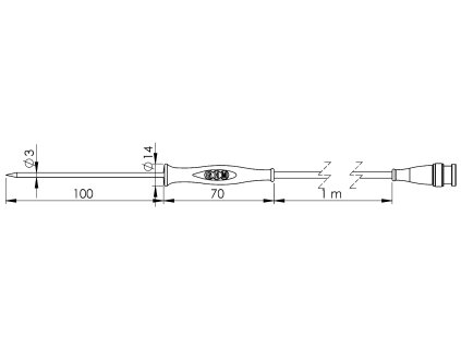 Greisinger GF1T-E3-B-BNC vpichovací sonda -70 do +250 °C typ senzoru Pt1000
