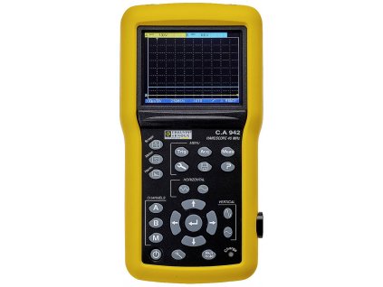 Chauvin Arnoux C.A 942 Ruční osciloskop 40 MHz, 2kanálový, 2 GSa/s, 2.5 kpts, 8 Bit, ruční provedení, funkce multimetru, Analýza harmonické oscilace, 1 ks,