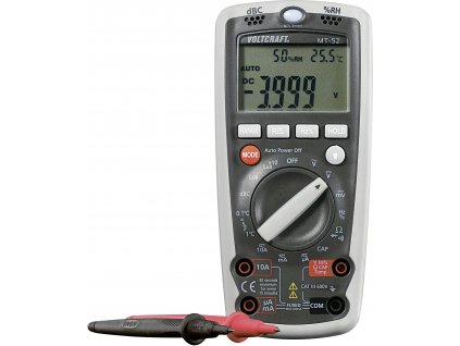Digitální multitester MT-52 VOLTCRAFT® - skutečně všestranný měřicí přístroj s teplotním čidlem typu K, senzory pro měření vlhkosti, hladiny hluku a intenzity