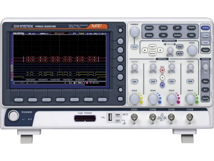 GW Instek MSO-2204E digitální osciloskop 200 MHz, 20kanálový, 1 GSa/s, 10 Mpts, 8 Bit, s pamětí (DSO), mixovaný signál (MSO), logický analyzátor, 1 ks,