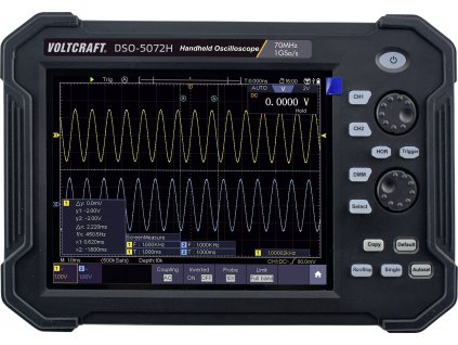 VOLTCRAFT DSO-5072H Ruční osciloskop 70 MHz 2kanálový 1 GSa/s 40 Mpts 8 Bit s pamětí (DSO), ruční provedení, funkce multimetru 1 ks