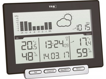 TFA Dostmann Meteo Sens 35.1139.01 digitální bezdrátová meteostanice Předpověď pro 12 až 24 hodin Počet senzorů (max.) 3