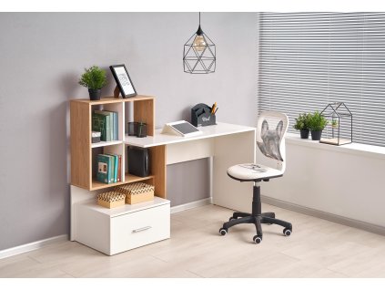 Psací stůl DEMIAN dub zlatý / bílá