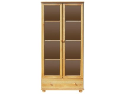 Vitrína 68a Klasik, bezbarvý lak, šíře 90 cm, masiv borovice