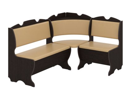 Rohová lavice KOMFORT | WENGE, KOŽENKA - KÁVA