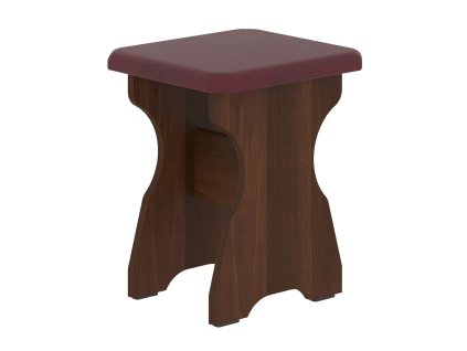 Taburet T-1 | OŘECH - TMAVÝ, KOŽENKA - BORDÓ