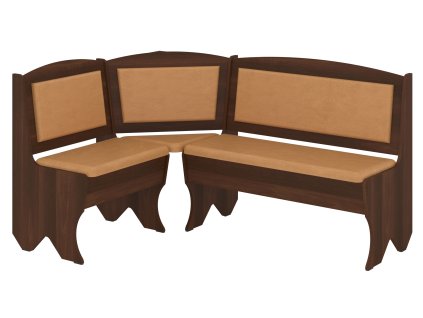 Rohová lavice IMPEROR | OŘECH - TMAVÝ, KOŽENKA BRONZ
