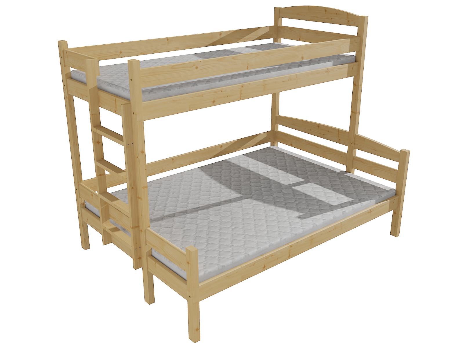Patrová postel s rozšířeným spodním lůžkem PPS 001 Rozměr: 90/120 x 200 cm, Barva: barva šedá, Varianta: vlevo