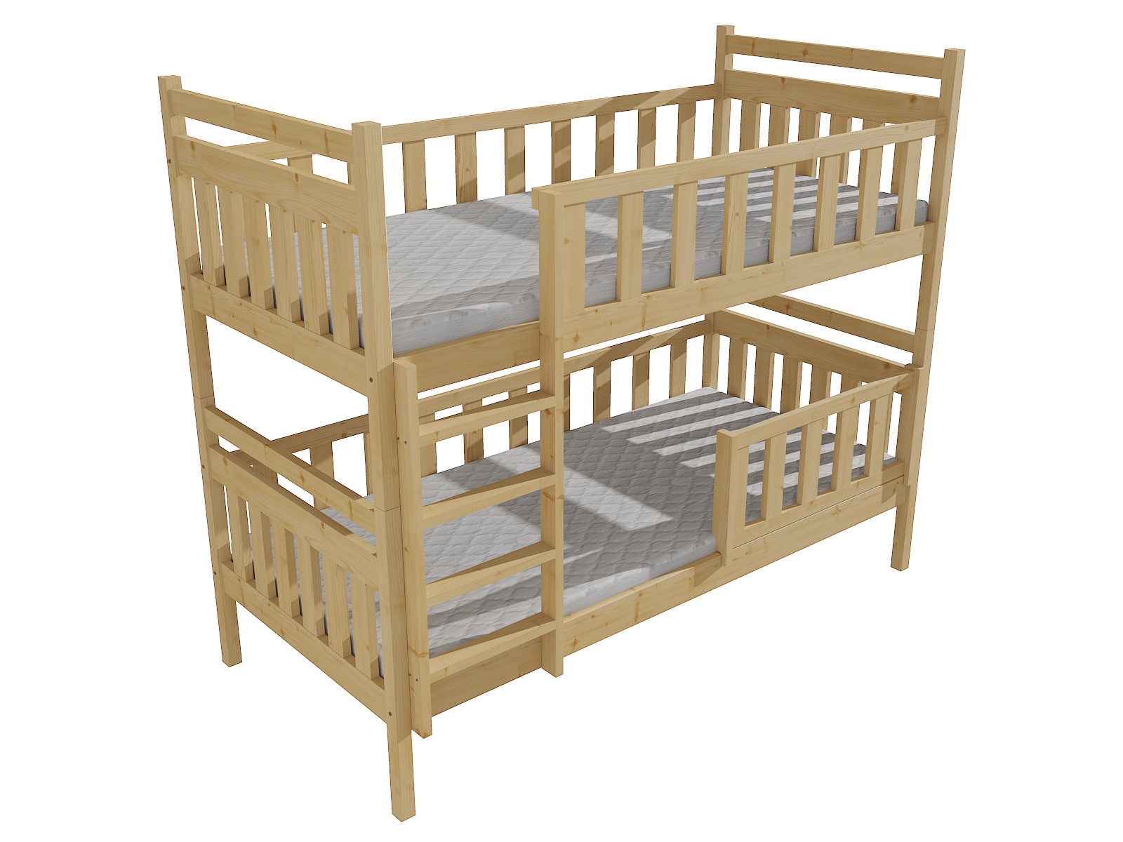 Patrová postel PP 009 se zábranou Rozměr: 90 x 180 cm, Barva: moření olše, Prostor mezi lůžky: 80 cm