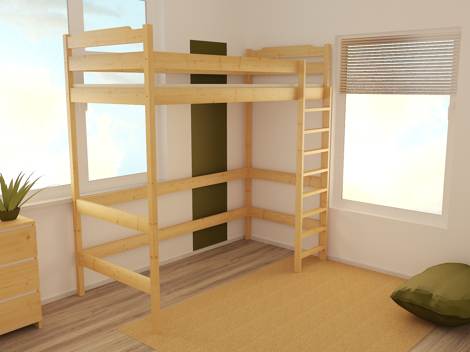 Patrová zvýšená postel ZP 004 Rozměr: 80 x 180 cm, Barva: barva bílá