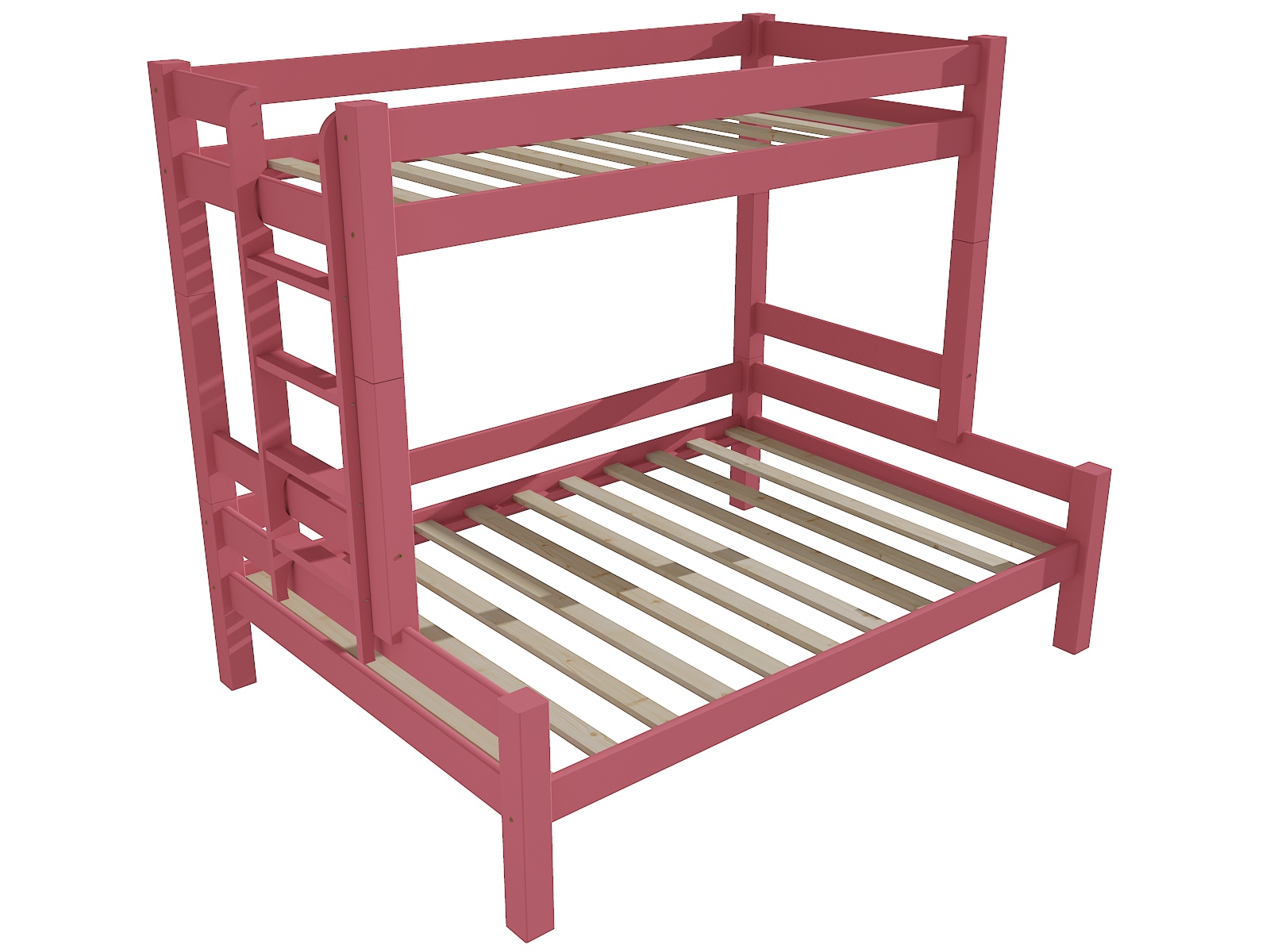 Patrová postel s rozšířeným spodním lůžkem 8X8 06B Rozměr: 80/160 x 200 cm, Umístění žebříku: vpravo, Barva: barva růžová