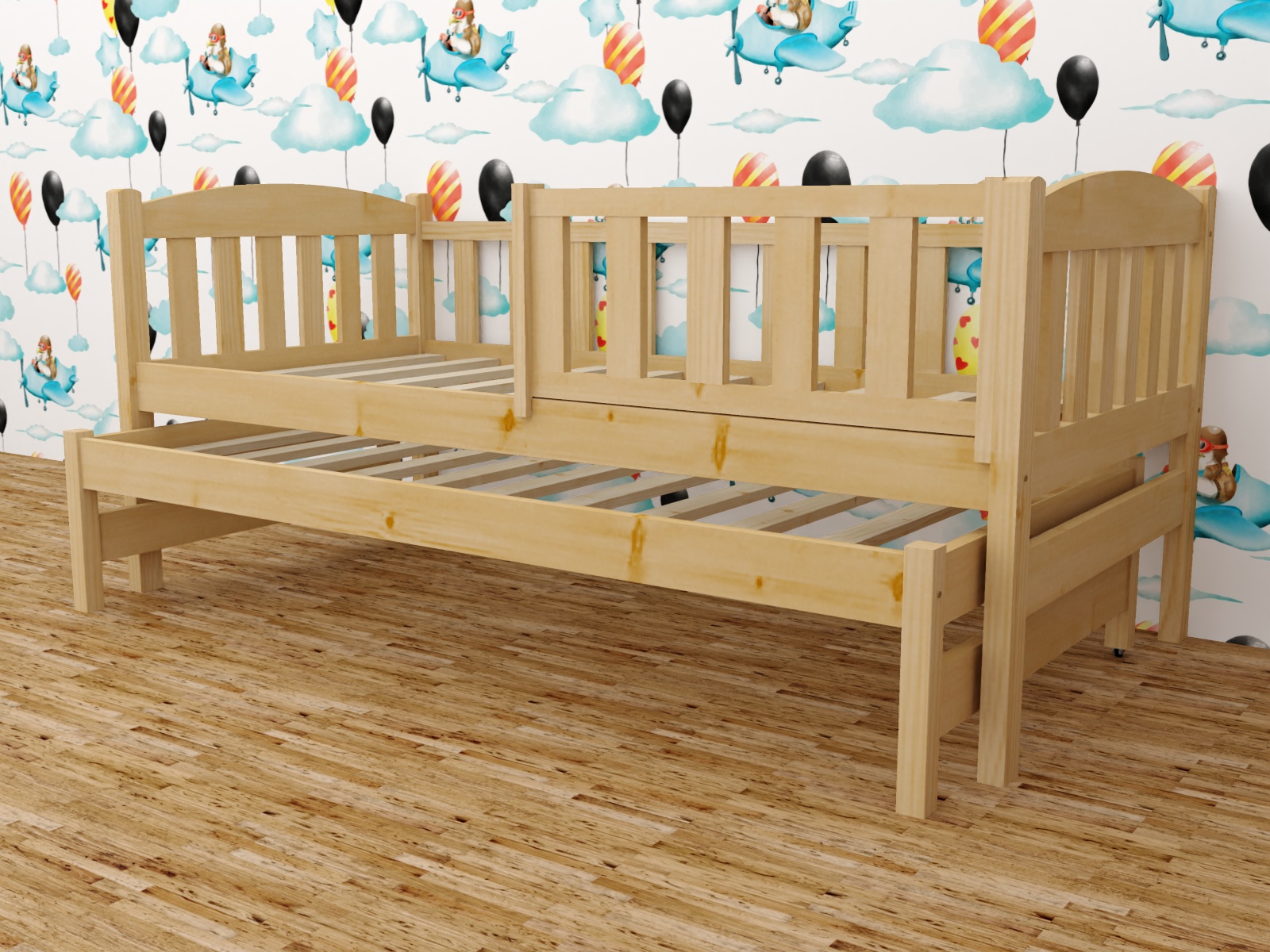 Dětská postel s výsuvnou přistýlkou DPV 013 se zábranou Rozměr: 80 x 190 cm, Barva: barva růžová
