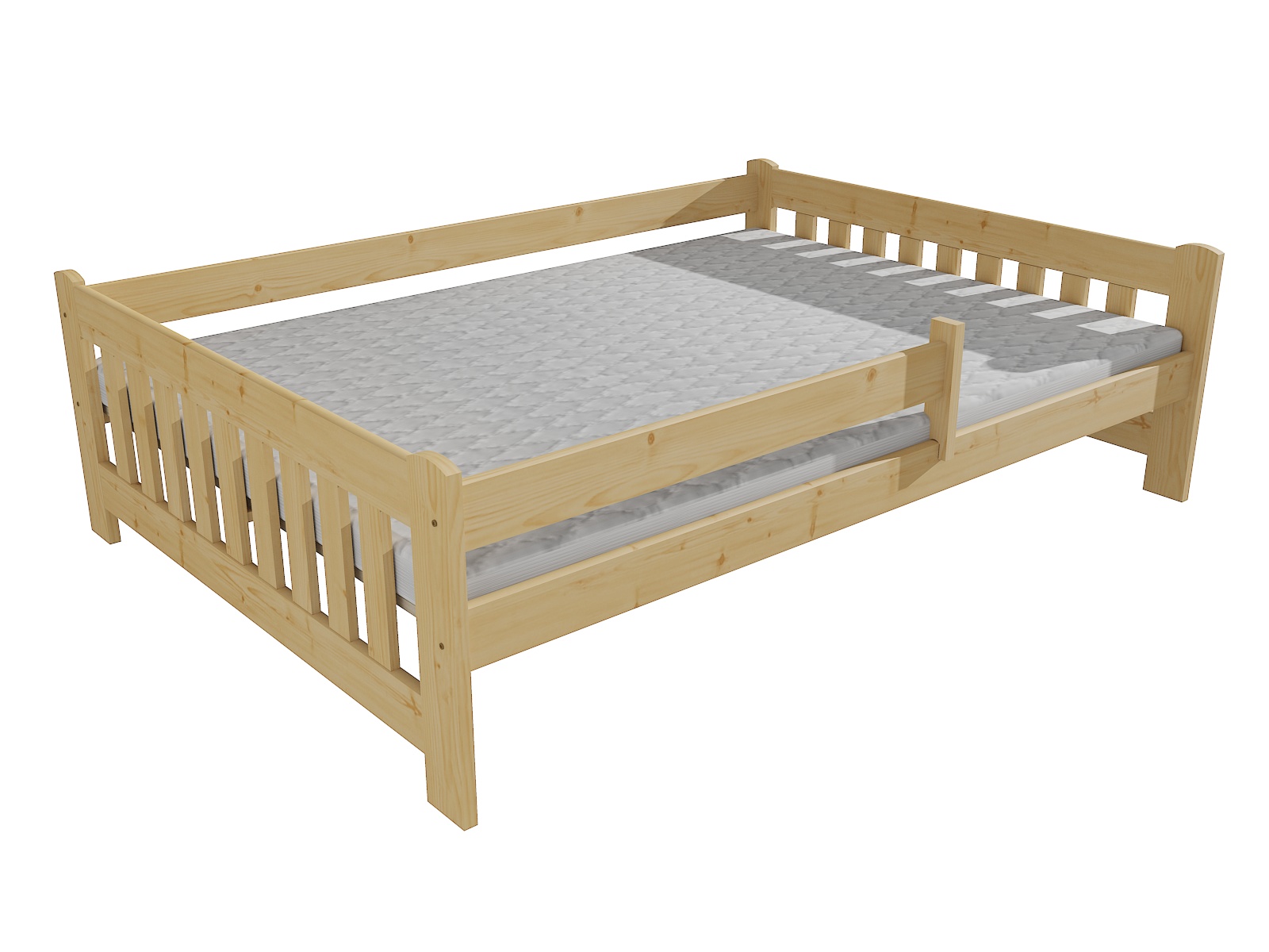 Dětská postel DP 022 XL se zábranou Rozměr: 120 x 200 cm, Barva: bezbarvý lak