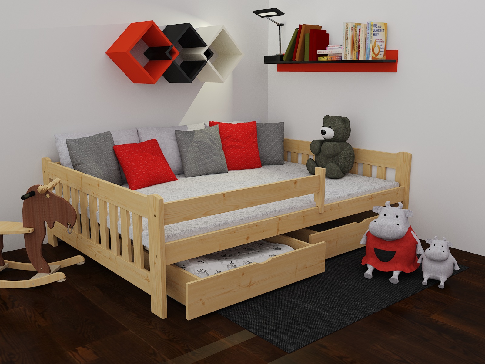 Dětská postel DP 022 XL se zábranou Rozměr: 160 x 200 cm, Barva: barva bílá