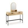 Toaletní stolek se zrcadlem LEONIS přírodní / černá