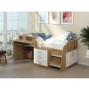 Patrová postel SPEYS, 90 x 200 cm, s psacím stolem a komodou | DUB TACHO + BÍLÁ