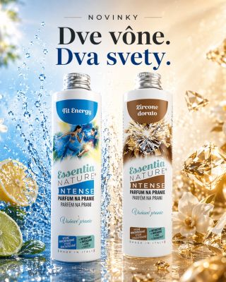 Dve nové vône. Dva úplne odlišné zážitky z prania. 💧 Fit Energy svieža, energická vôňa plná vitality ✨ Zircone Dorato...