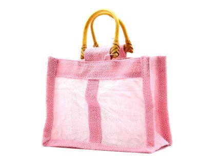 Darčeková taška z juty a bavlny ružová