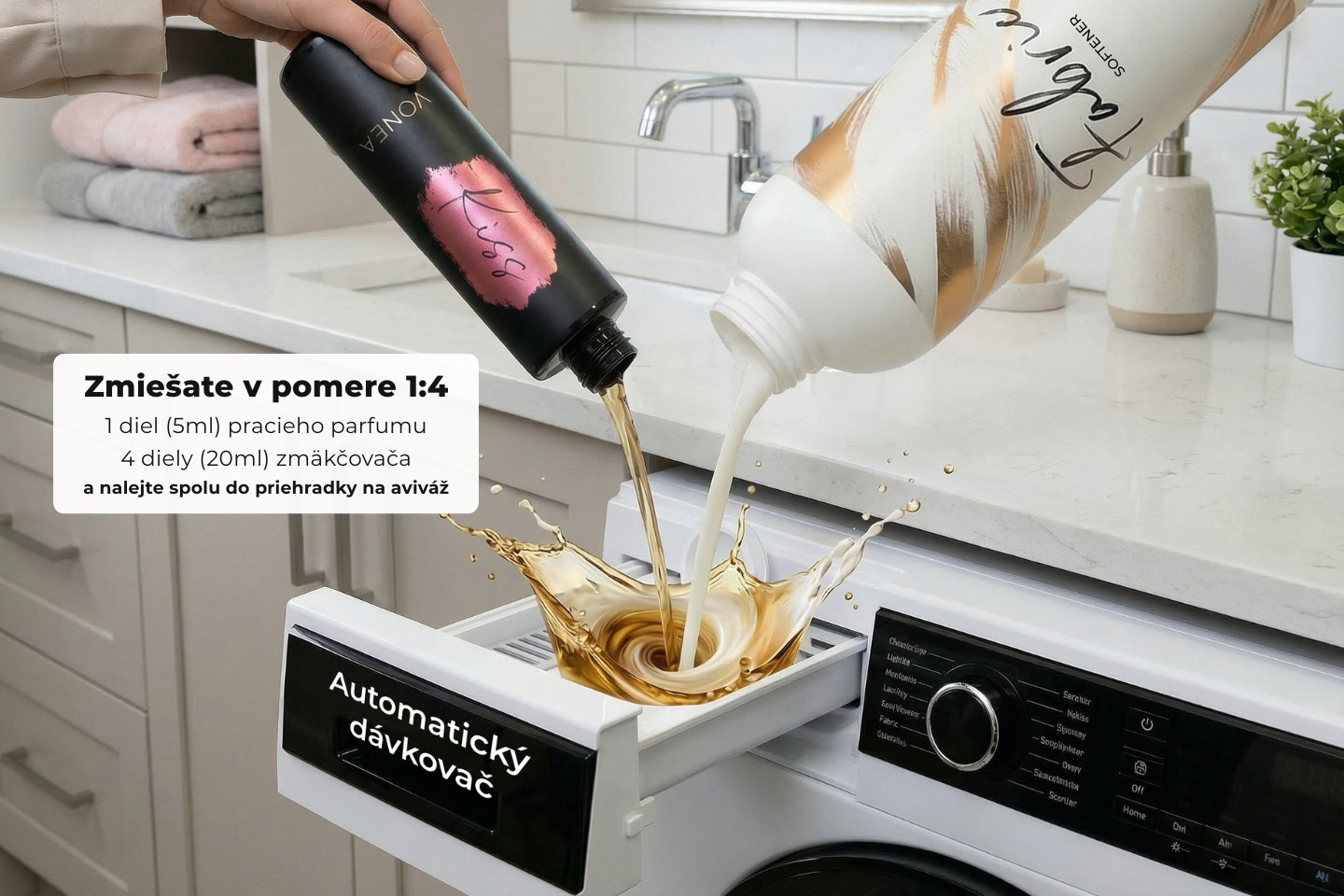 Práčka s funkciou AutoDose a produkty VONEA