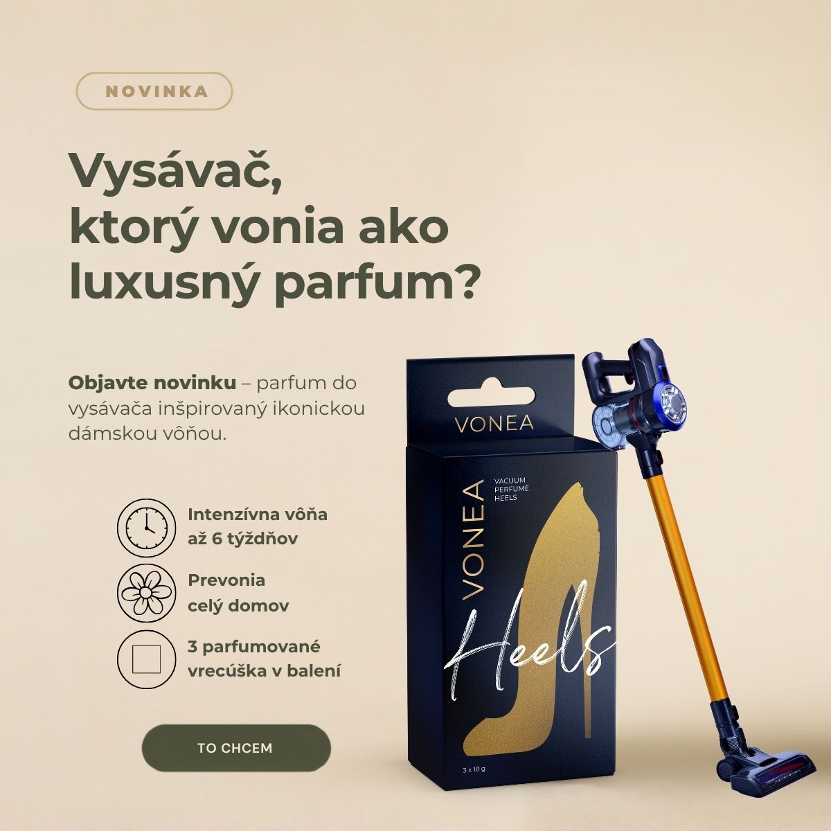 Parfumová kompozícia vône HEELS do vysávača
