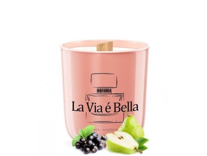 La Via Bella - Sójová vonná svíčka ve skle  Inspirováno vůní: Lancome La Vie Est Belle