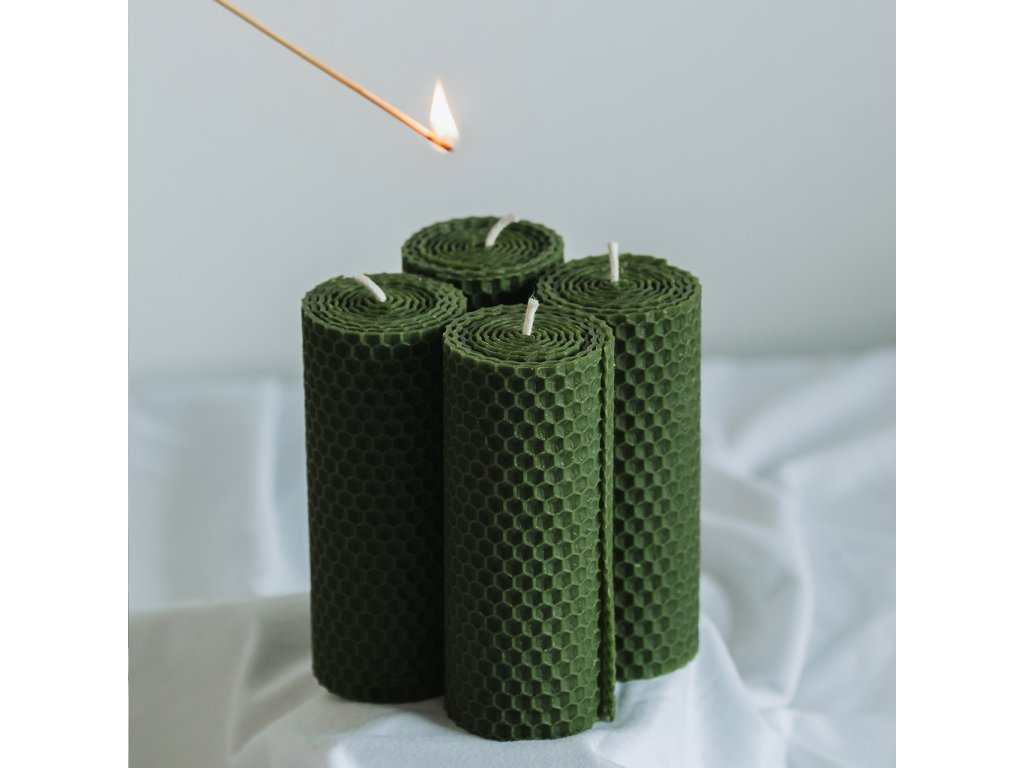 Adventné sviečky zelené 120x45mm, 4ks www.Vonia.sk