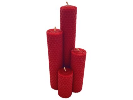 vonia Adventné sviečky z včelieho vosku červená 18,14,10,6 x 3 cm