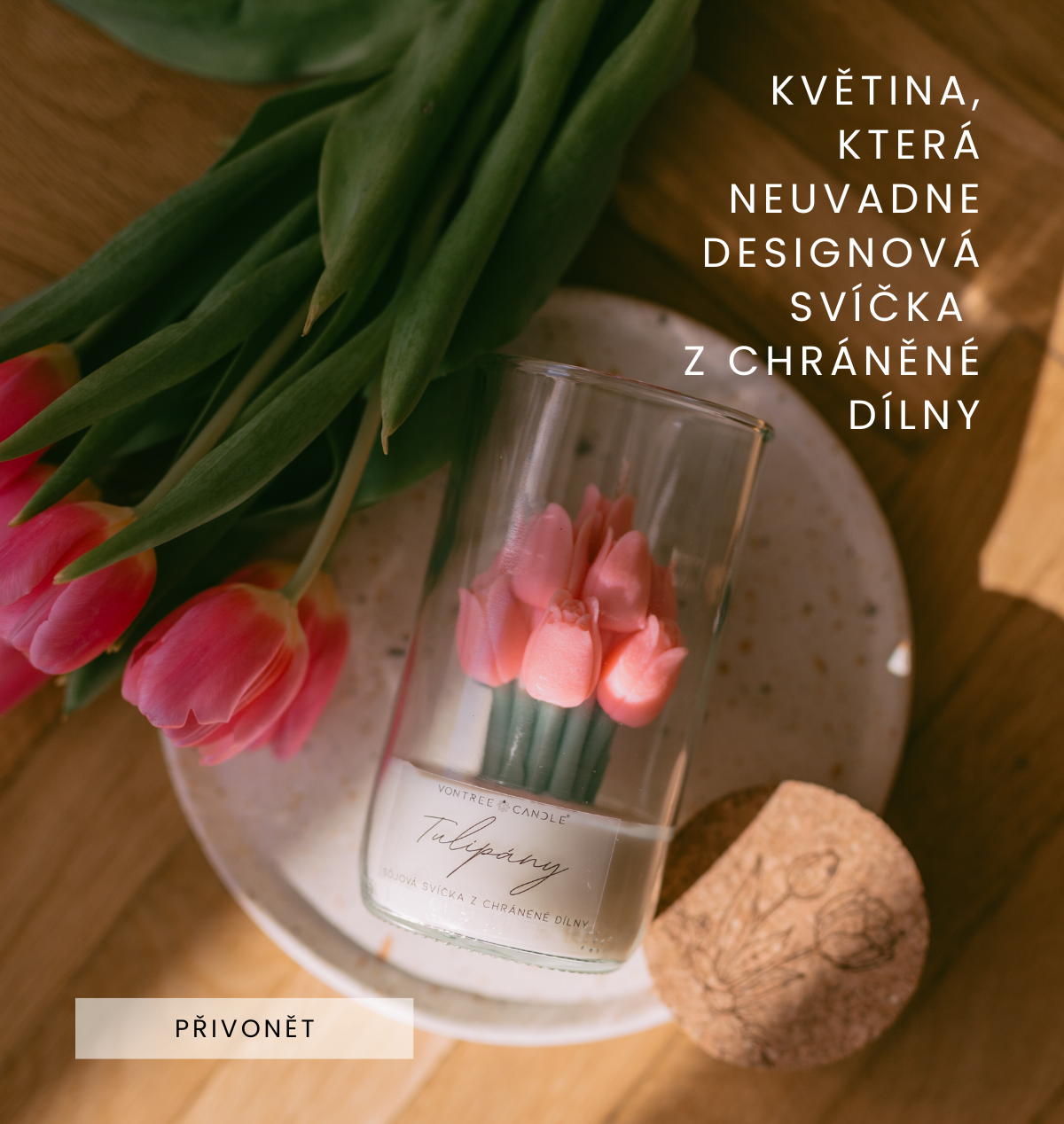 Dárek - svíčka tulipány