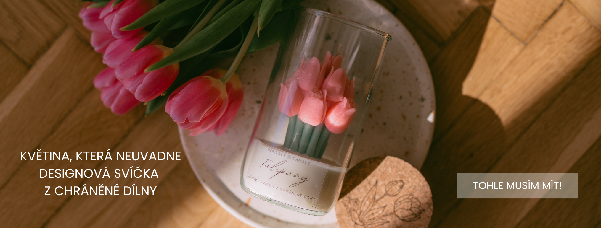 Designová svicka tulipan darek
