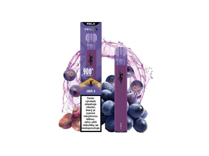 JEDNORÁZOVÁ E-CIGARETA VENIX X2 - GRAPE-X (ŠŤAVNATÉ HROZNY) 16MG