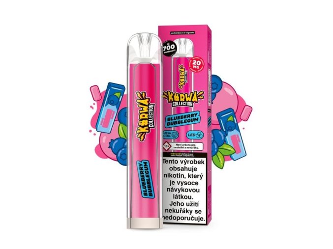 JEDNORÁZOVÁ CIGARETA KURWA COLLECTION -  BLUEBERRY BUBBLEGUM (Mix borůvky a ovocné žvýkačky) 20MG