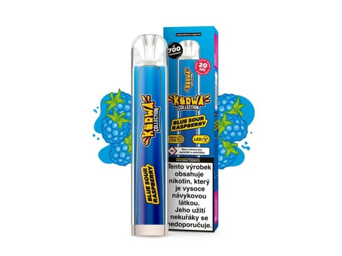 JEDNORÁZOVÁ CIGARETA KURWA COLLECTION - BLUE SOUR RASPBERRY (Spojení modrých a červených malin) 20MG