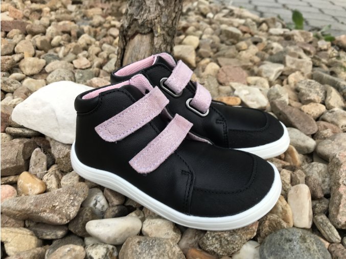 Baby Bare Shoes Febo Fall Black/Pink (okop) - dětská celoroční obuv