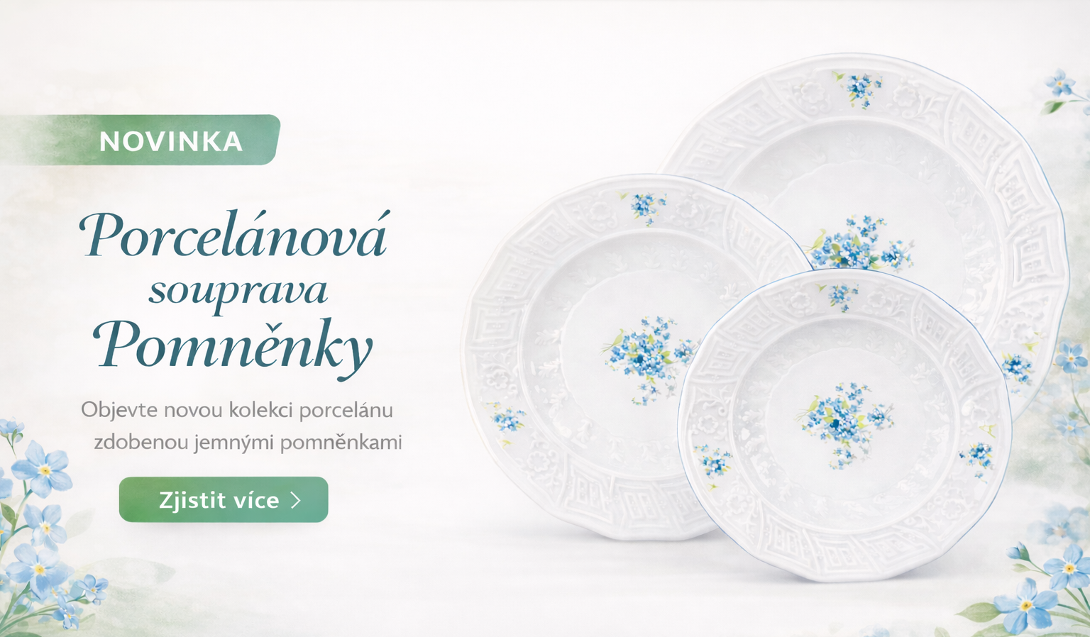 Nová porcelánová souprava Pomněnky