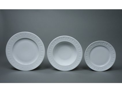 Vánoční talířová souprava porcelánová, bílá, Moritz Zdekauer, 30 dílná