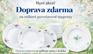Nyní akce: Doprava zdarma 🚚 Na veškeré porcelánové soupravy – stačí vložit do košíku a sleva na dopravu se aplikuje...