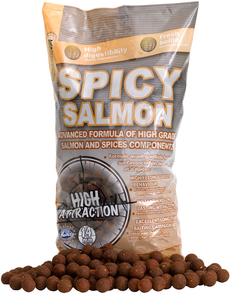Starbaits - Spicy Salmon Boilie potápivé Velikost: 14 mm, množství: 1 kg