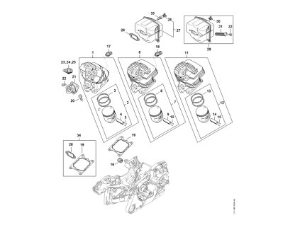 MS 261 Válec, tlumič výfuku