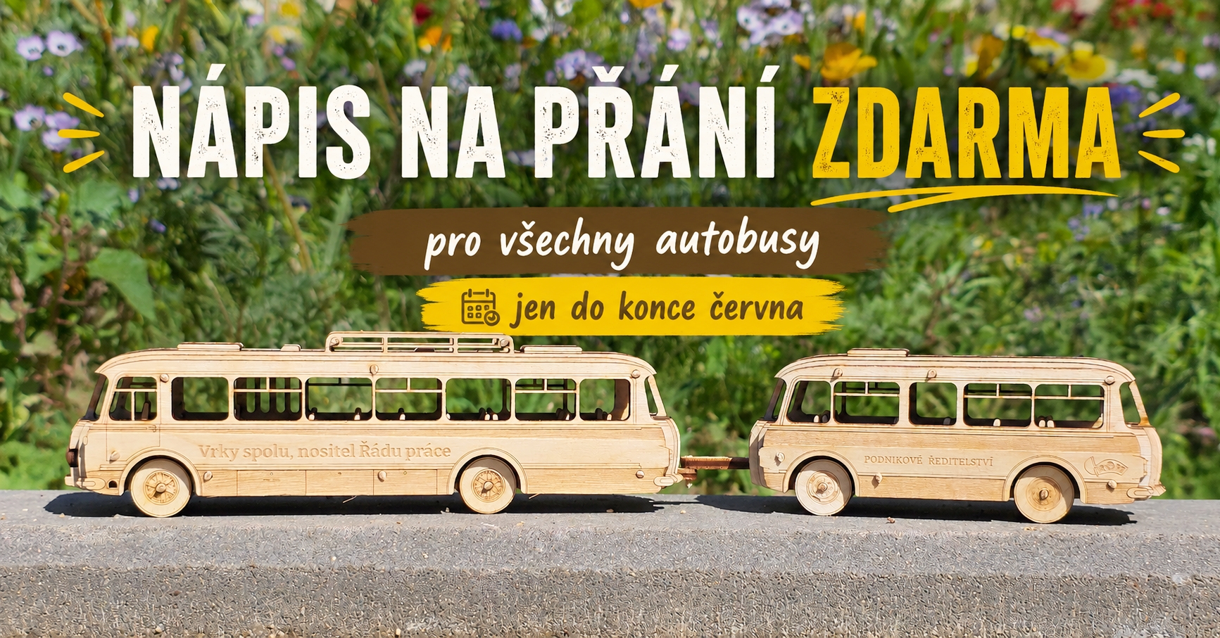 Nápis ZDARMA pro všechny autobusy jen do konce června
