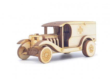 Dřevěná stavebnice Retro sanitky C-Cab Phaeton 1:64