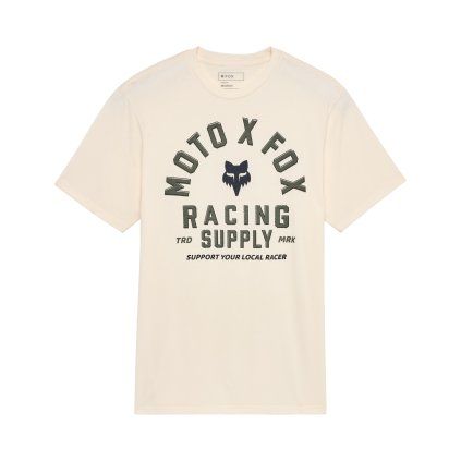 Pánské triko Fox Local Racer Ss Prem Tee - Off White