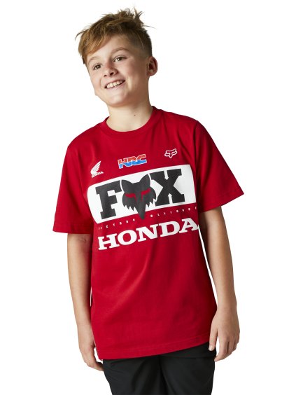 Dětské triko Fox Yth Honda Ss Tee - Flame Red (Velikost YL)